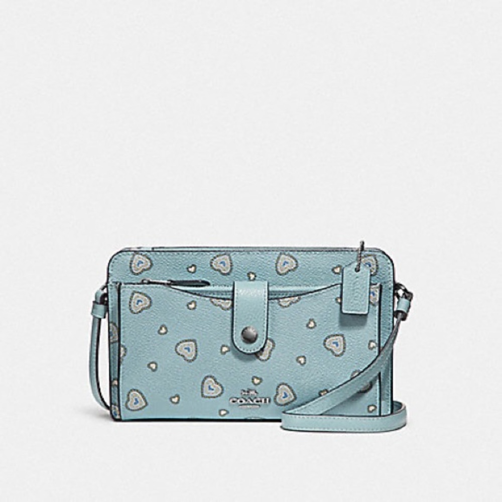 COACH Blue Western Hearts Noa Pop Up Messenger Crossbody Bag